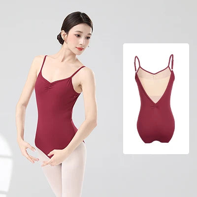 Women Ballet Leotards Adjustable Strap Dance Bodysuit Girls Adult Ballet Camisole Resilient Gymnastics Leotards with Lining