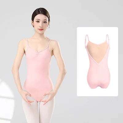 Women Ballet Leotards Adjustable Strap Dance Bodysuit Girls Adult Ballet Camisole Resilient Gymnastics Leotards with Lining