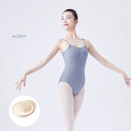 Women Ballet Leotards Adjustable Strap Dance Bodysuits Sexy Neckline Gymnastics Leotard Sleeveless Girls Ballet Dancing Costumes