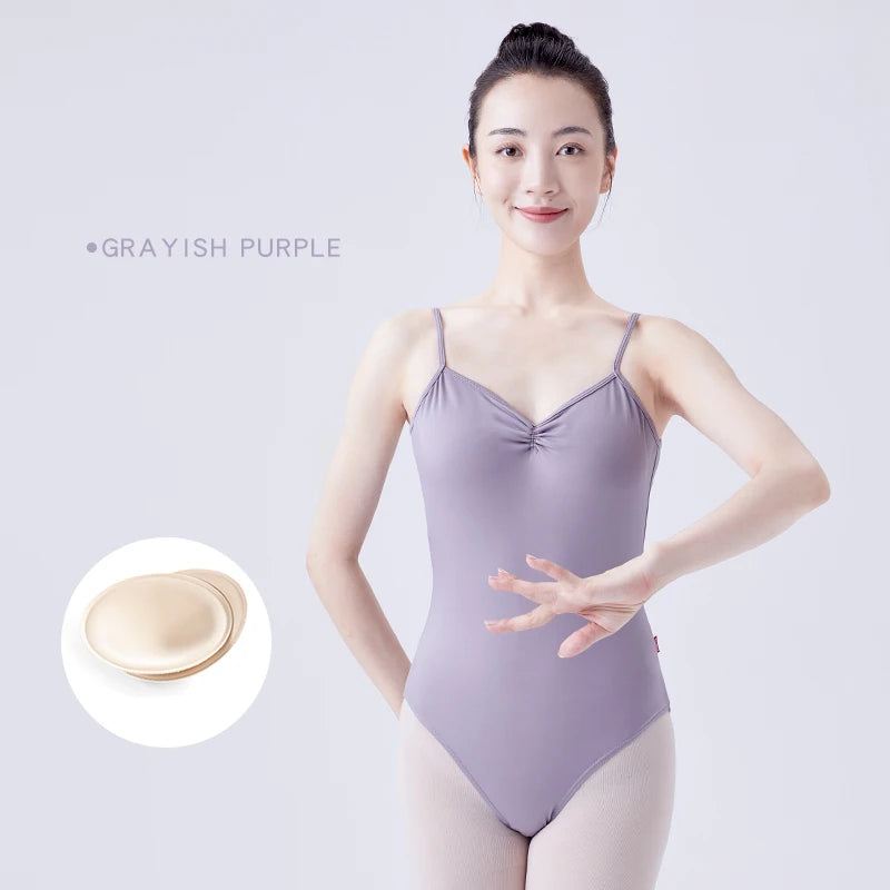 Women Ballet Leotards Adjustable Strap Dance Bodysuits Sexy Neckline Gymnastics Leotard Sleeveless Girls Ballet Dancing Costumes