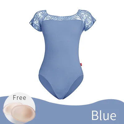 Women Ballet Leotards Boat Neck Bodysuits Dance Wear Lace Short Sleeve Dance Clothes Gymnastics Leotards  Girls Adult