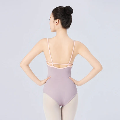 Women Ballet Leotards Dance Camisole Gymnastic Leotard with Full Lining Adult Nylon Cross Back Ballet Bodysuit Teen Swimsuit