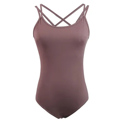 Women Ballet Leotards Double Straps Bodysuit Girls Adult Dance Camisole Ballet Dancewear Resilient Gymnastics Leotards