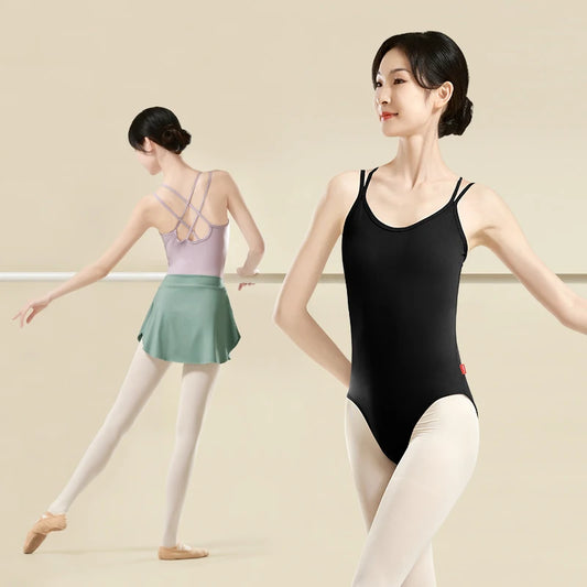 Women Ballet Leotards Double Straps Bodysuit Girls Adult Dance Camisole Ballet Dancewear Resilient Gymnastics Leotards