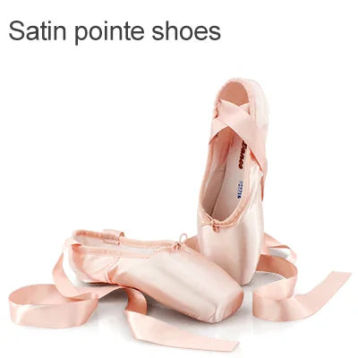 Women Ballet Pointe Shoes Professional Girls Satin Pink Ballerina Shoes With Silicone Toe Pad Kids Girls Ballet Shoes