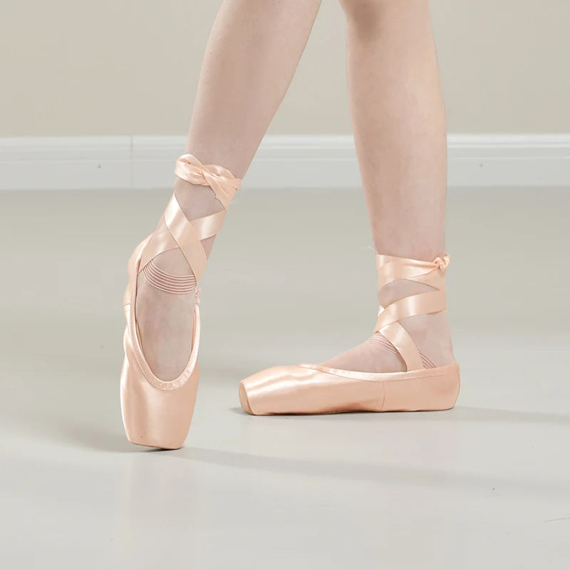 Women Ballet Pointe Shoes Professional Girls Satin Pink Ballerina Shoes With Silicone Toe Pad Kids Girls Ballet Shoes