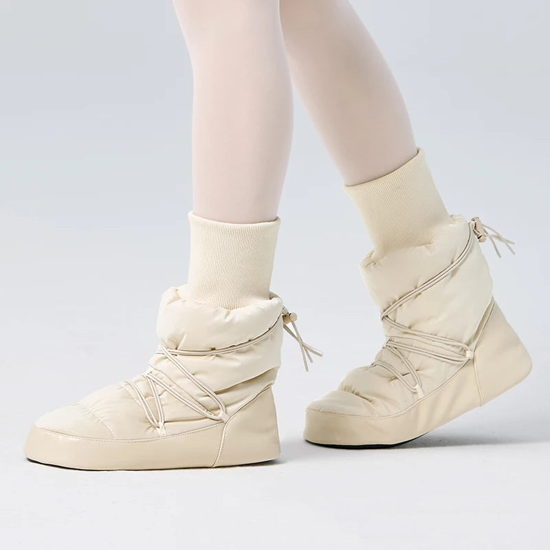 Women Ballet Shoes Dance Boots Girls Indoor Anti-slip Boots High Top Boots Warm up Training Shoes Winter Ballerina Booties gtooza.com