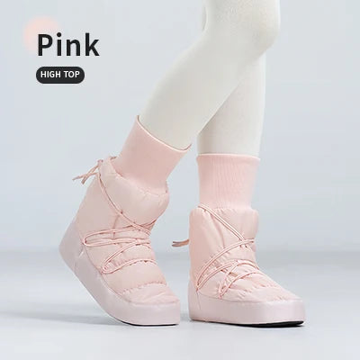 Women Ballet Shoes Dance Boots Girls Indoor Anti-slip Boots High Top Boots Warm up Training Shoes Winter Ballerina Booties gtooza.com