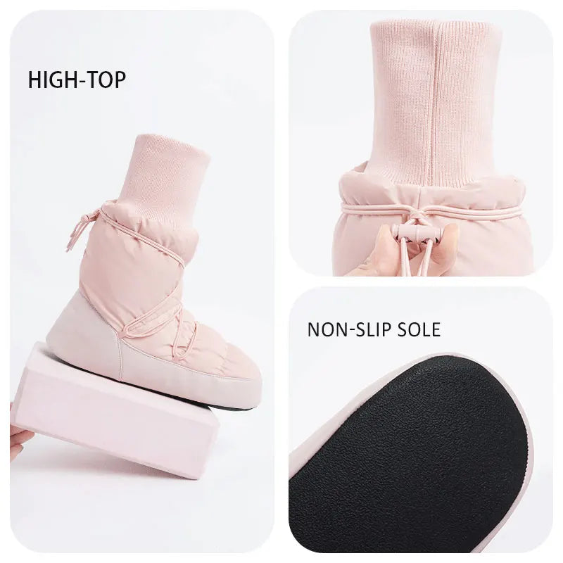 Women Ballet Shoes Dance Boots Girls Indoor Anti-slip Boots High Top Boots Warm up Training Shoes Winter Ballerina Booties gtooza.com