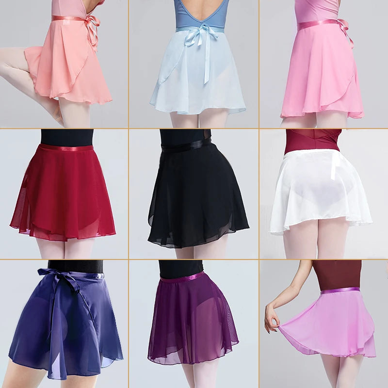 Women Ballet Skirts Lace-up Chiffon Skirts Dance Skirts Adults Girls Leotards Skirt Ballet Practice Dancing Miniskirts Tutu