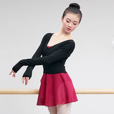 Women Ballet Sweater Crop Tops Knitwear Ballet Leotard Coat Knitted Cardigan Sweater Autumn Winter High Waist Ballet Costumes