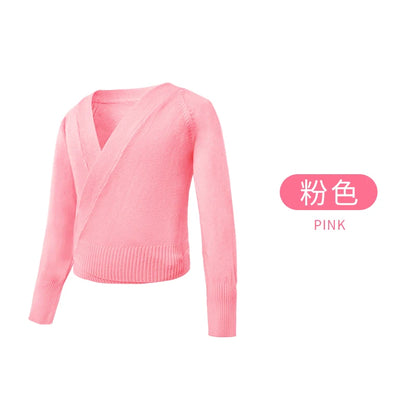 Women Ballet Sweater Crop Tops Knitwear Ballet Leotard Coat Knitted Cardigan Sweater Autumn Winter High Waist Ballet Costumes