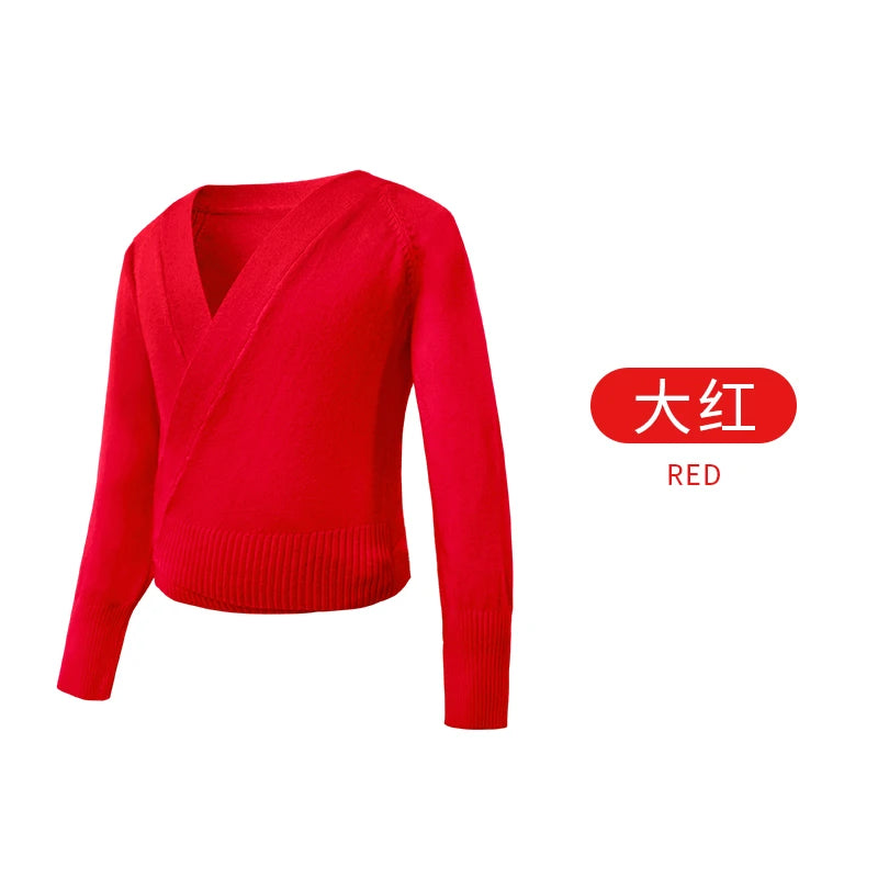 Women Ballet Sweater Crop Tops Knitwear Ballet Leotard Coat Knitted Cardigan Sweater Autumn Winter High Waist Ballet Costumes