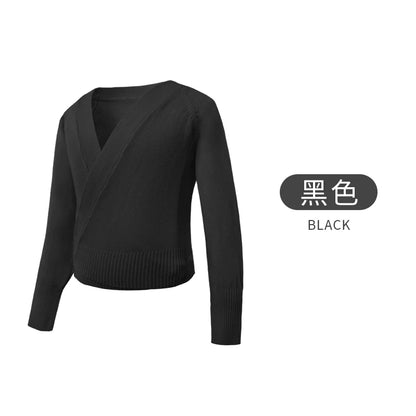 Women Ballet Sweater Crop Tops Knitwear Ballet Leotard Coat Knitted Cardigan Sweater Autumn Winter High Waist Ballet Costumes