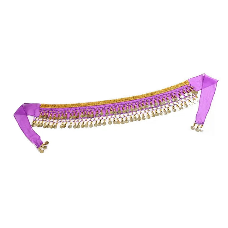 Women Belly Dance Hip Scarf Accessories Oriental Dance Belt Belly Dance Coin Sequin Tassel Hip Skirt Adult Dance Waist Chain