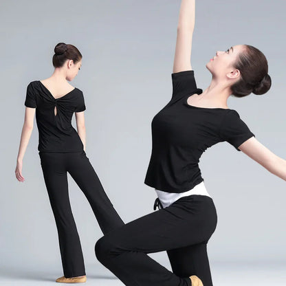 Women Dance Tops Yoga Crew Neck Top Modal Undershirt  Casual Breathable Clothing  Fitness Sports Tops gtooza.com