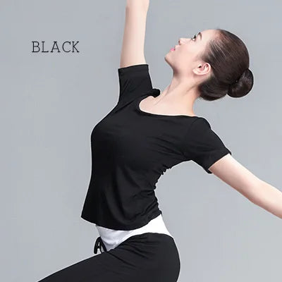 Women Dance Tops Yoga Crew Neck Top Modal Undershirt  Casual Breathable Clothing  Fitness Sports Tops gtooza.com