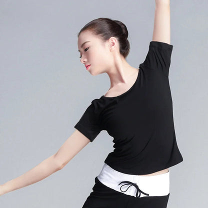 Women Dance Tops Yoga Crew Neck Top Modal Undershirt  Casual Breathable Clothing  Fitness Sports Tops gtooza.com