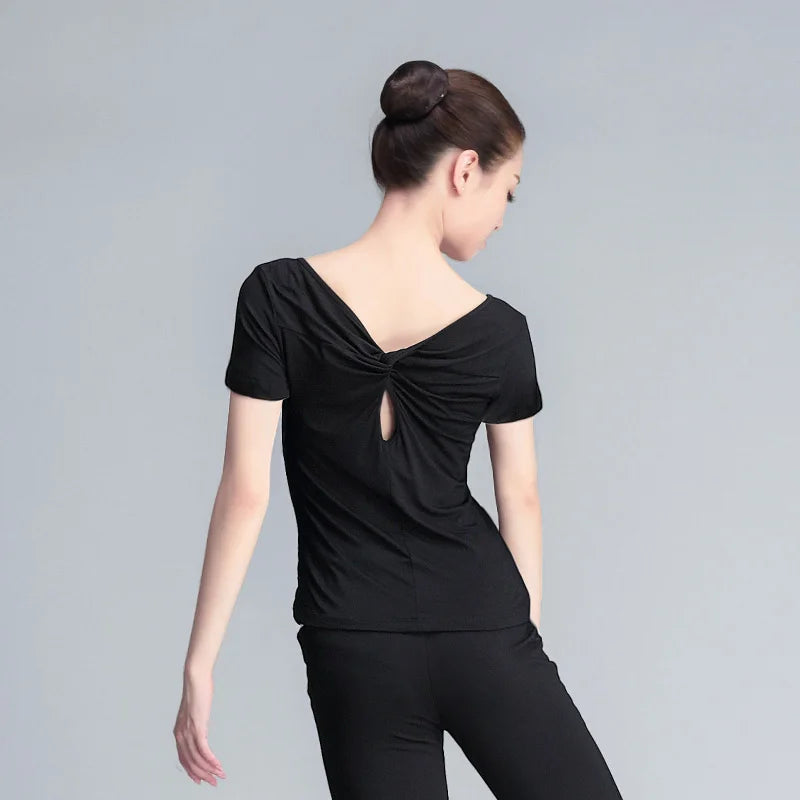 Women Dance Tops Yoga Crew Neck Top Modal Undershirt  Casual Breathable Clothing  Fitness Sports Tops gtooza.com