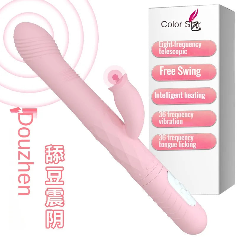 GtoozaWomen's retractable tongue licking heating swing rotary charging vibratory massage stick adult products gtooza.com