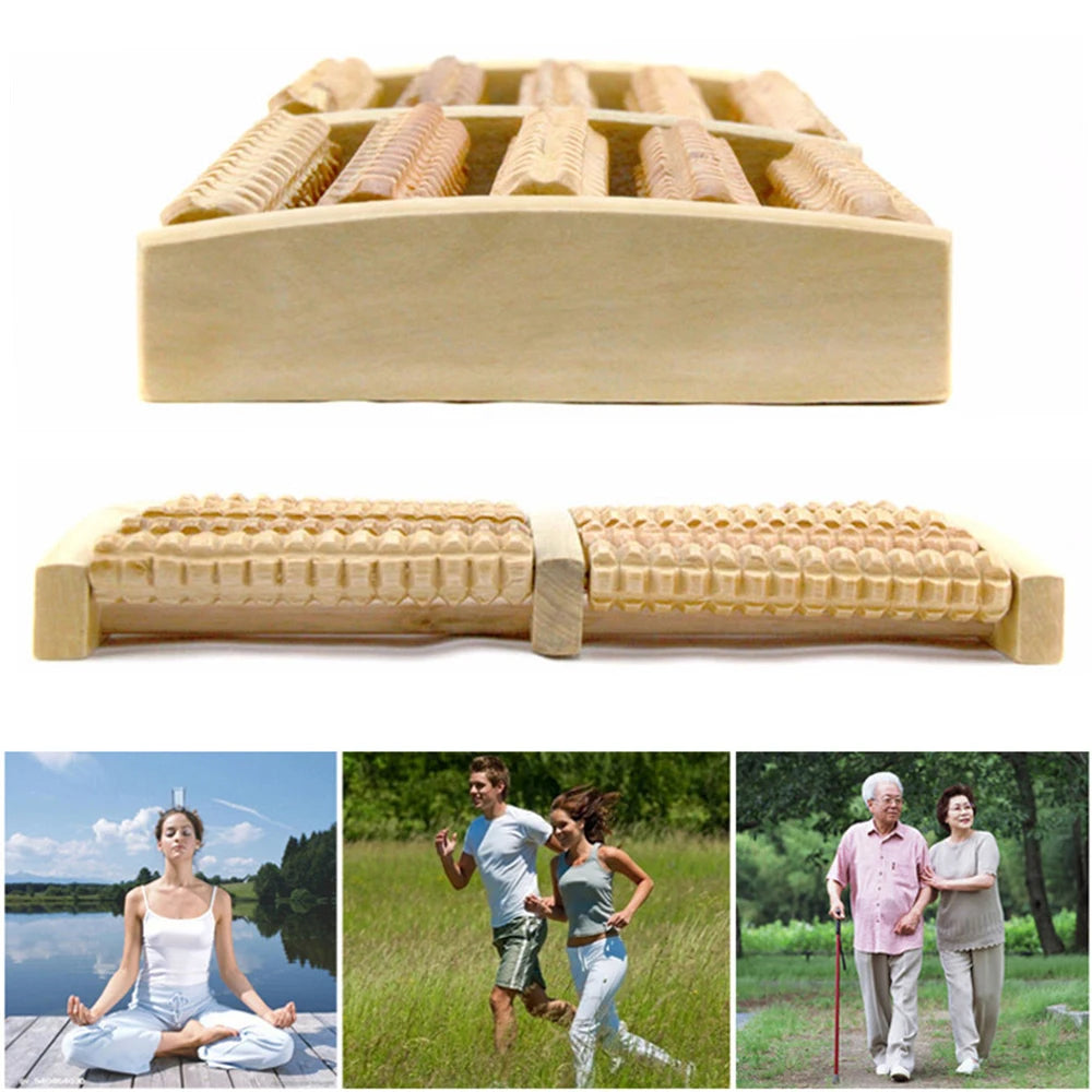 PC Wooden Foot Roller Wood Care Massage Reflexology Muscle Relax Relief Mas