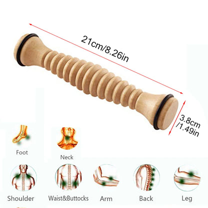 PC Wooden Foot Roller Wood Care Massage Reflexology Muscle Relax Relief Mas