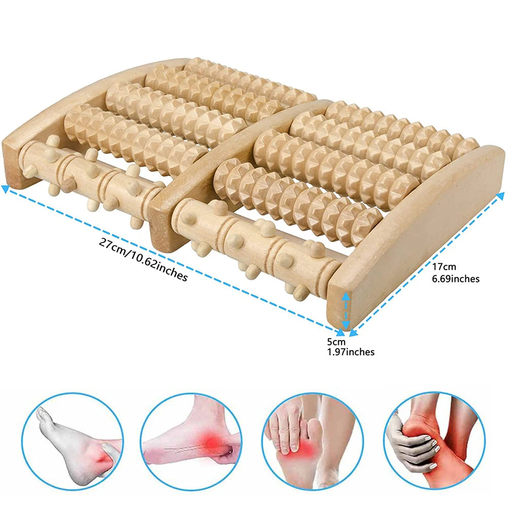 PC Wooden Foot Roller Wood Care Massage Reflexology Muscle Relax Relief Mas