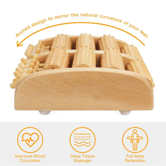 PC Wooden Foot Roller Wood Care Massage Reflexology Muscle Relax Relief Mas