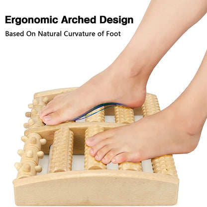 PC Wooden Foot Roller Wood Care Massage Reflexology Muscle Relax Relief Mas