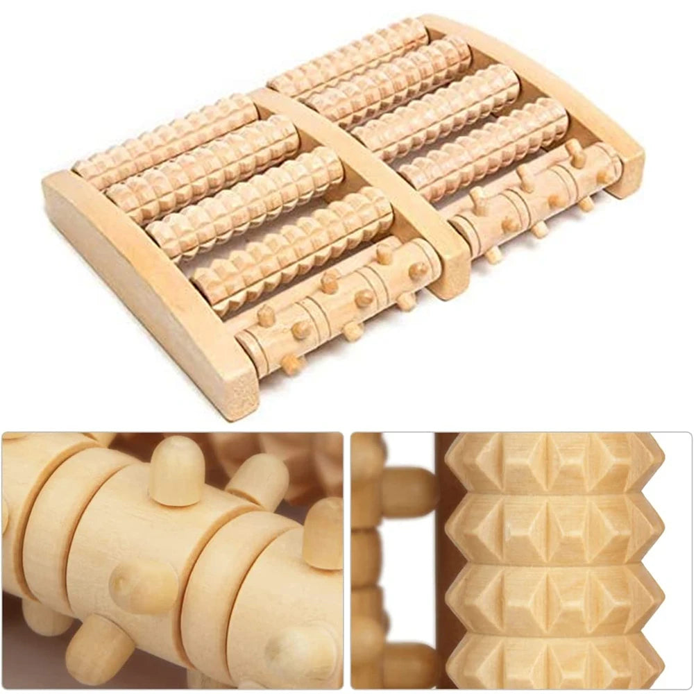 PC Wooden Foot Roller Wood Care Massage Reflexology Muscle Relax Relief Mas