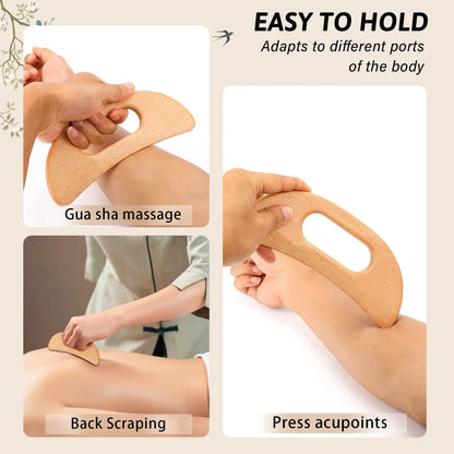 PC Wooden Gua Sha Tool Manual Massage Scraper  Lymphatic Drainage Slimming