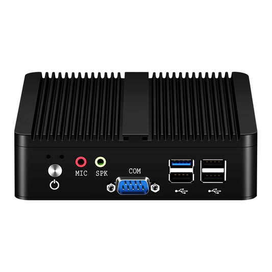 PCXCY Fanless Mini PC Intel Celeron J1900 Quad-Cores 2.0GHz 2x RS232 2x LAN