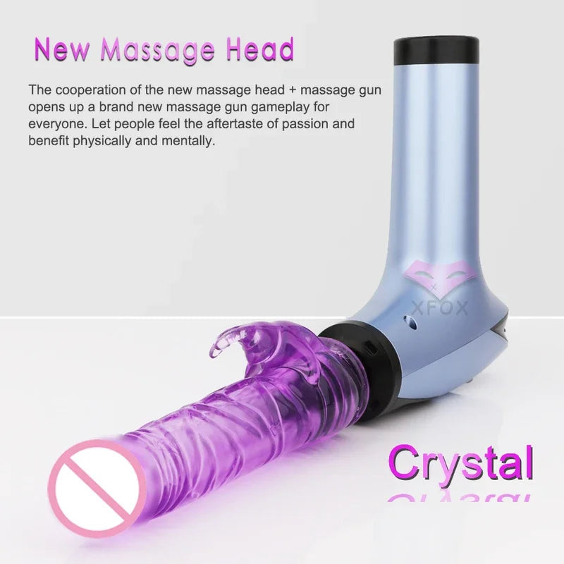 Gtooza_XFOX Adult Massage  Women Machine   Vaginal  Strike Sex Toy Fascial gun Crystal Head gtooza.com