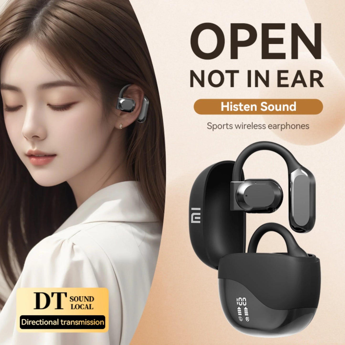 PCXIAOMI Earhooks Wireless Earphones TWS Noise Reduction Open Bluetooth 5.3