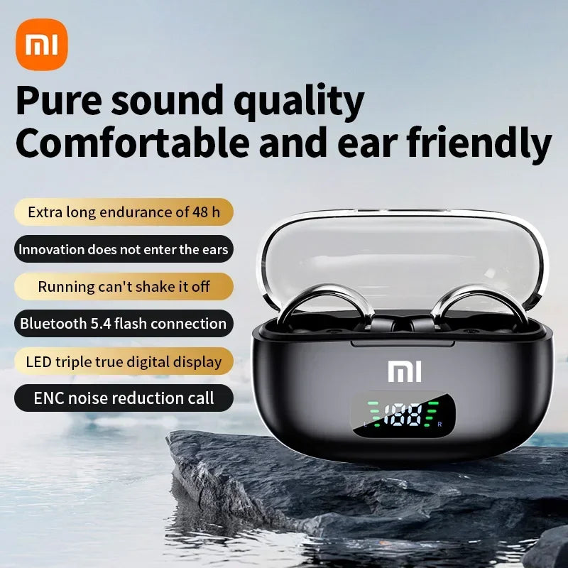 PCXIAOMI Wireless Bluetooth 5.4 Headphone S39 Ear Clip Headset TWS LED Digi