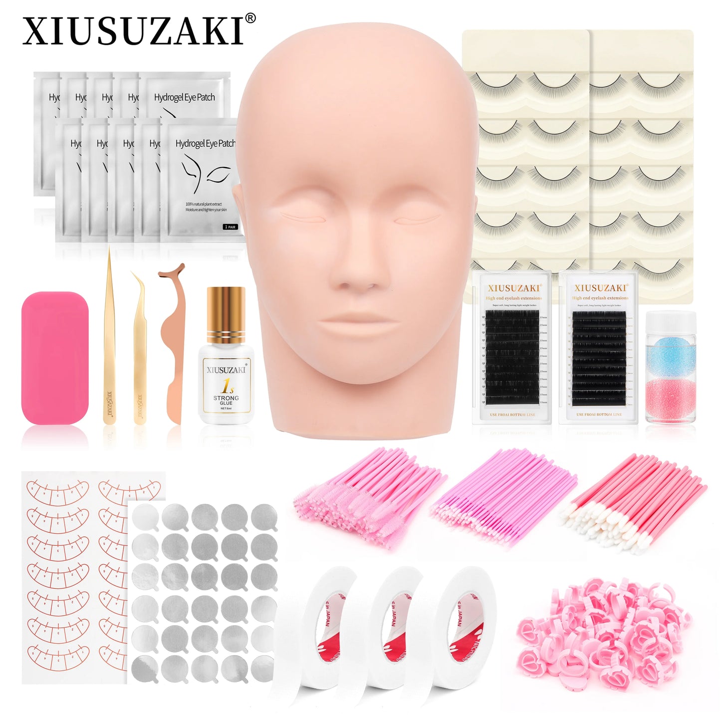 XIUSUZAKI False Eyelash Extension Kit Set  Beginner Practice Kit Supplies Lash Accessories Makeup Set