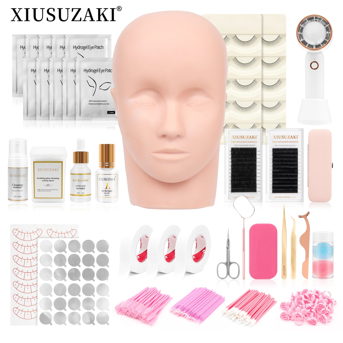 XIUSUZAKI False Eyelash Extension Kit Set  Beginner Practice Kit Supplies Lash Accessories Makeup Set