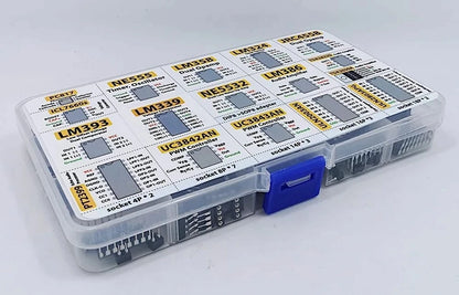 XL IC Chip Assortment 150 pcs, opamp, oscillator, pwm, PC817, NE555, LM358, LM324, JRC4558, LM393, LM339, NE5532, LM386, TDA2030