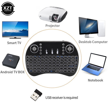 PCXZT i8 Spanish Backlight Mini Wireless Keyboard 2.4GHz air mouse Backlit