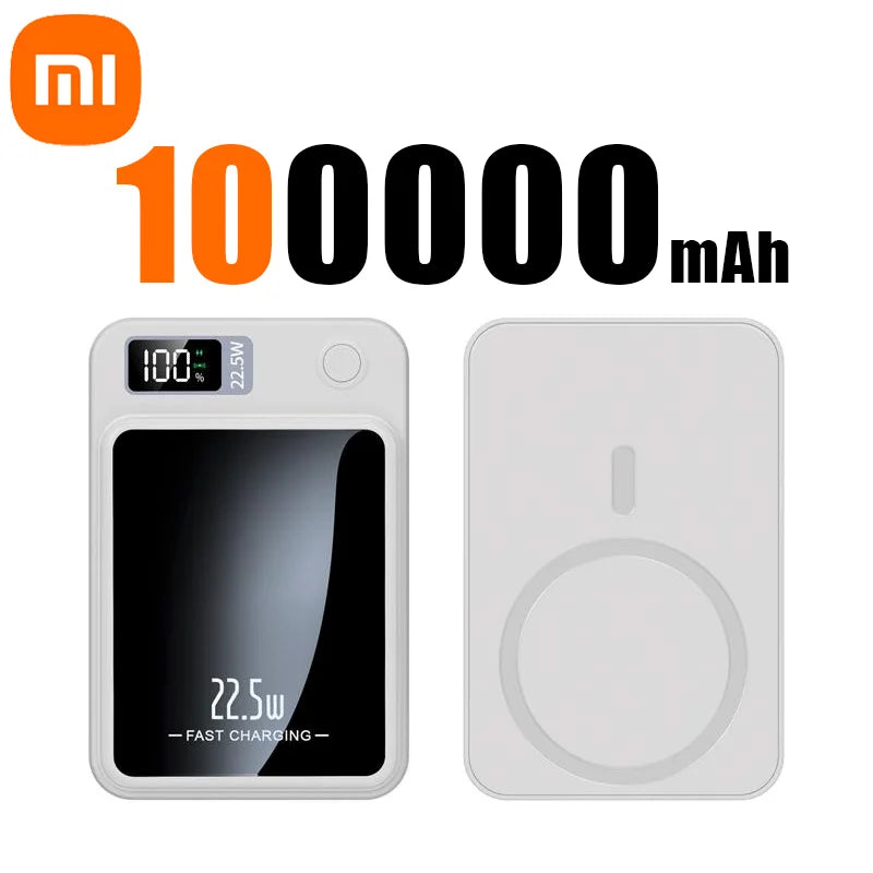 PC Xiaomi 100000mAh Wireless Magnetic Power Bank Super Fast Charging Ultra Capacity Digital External Battery Power Bank For Iphone