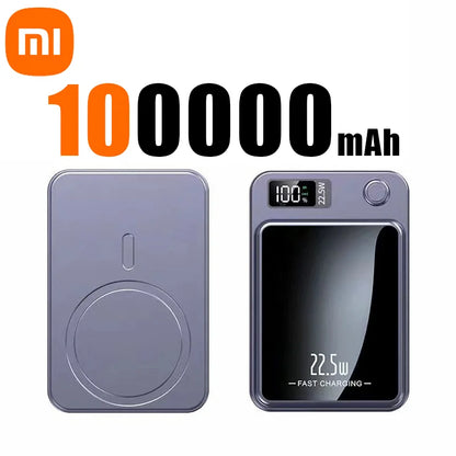 PC Xiaomi 100000mAh Wireless Magnetic Power Bank Super Fast Charging Ultra Capacity Digital External Battery Power Bank For Iphone