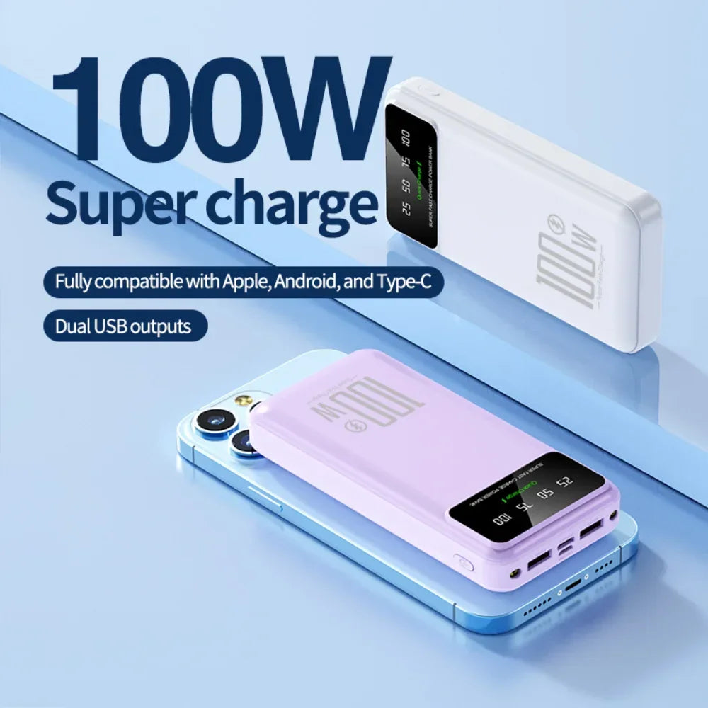 PC Xiaomi 50000mAh High Capacity 100W Fast Charging Power Bank Portable Charger Battery Pack Powerbank  iPhone Huawei Samsung