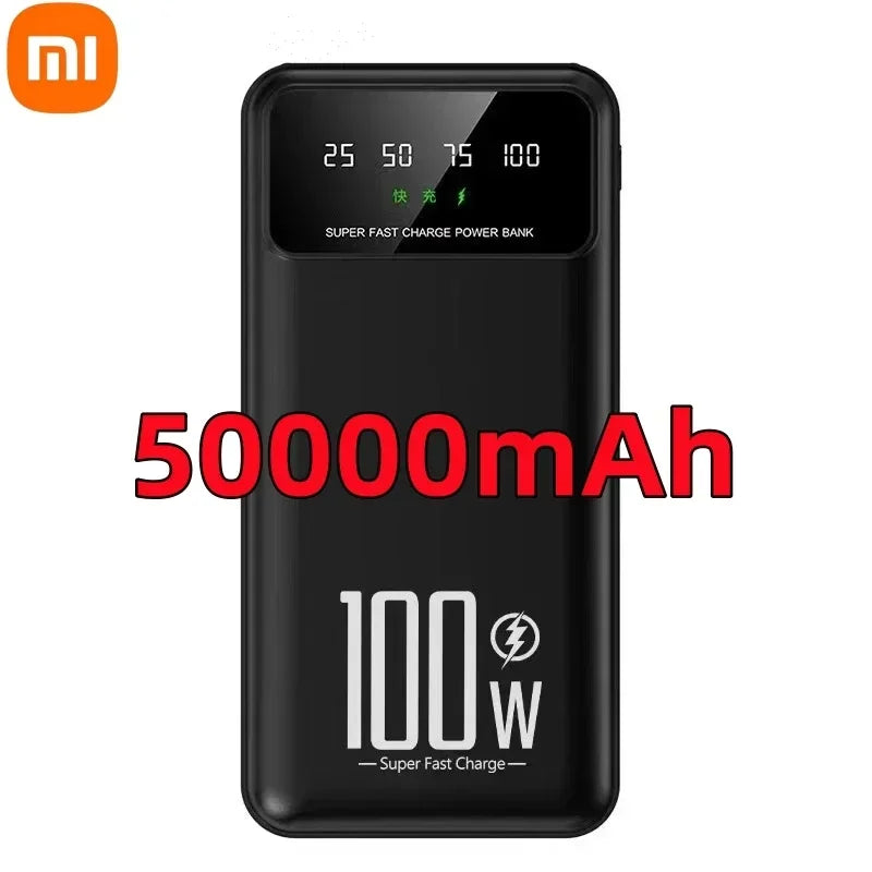 PC Xiaomi 50000mAh High Capacity 100W Fast Charging Power Bank Portable Charger Battery Pack Powerbank  iPhone Huawei Samsung