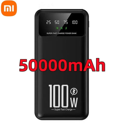 PC Xiaomi 50000mAh High Capacity 100W Fast Charging Power Bank Portable Charger Battery Pack Powerbank  iPhone Huawei Samsung