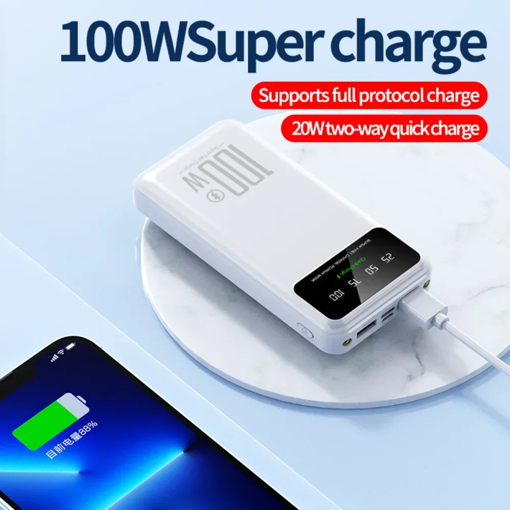 PC Xiaomi 50000mAh High Capacity 100W Fast Charging Power Bank Portable Charger Battery Pack Powerbank  iPhone Huawei Samsung