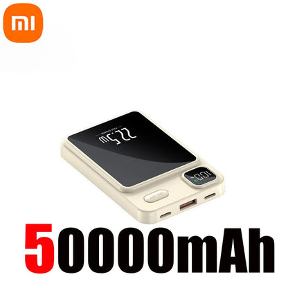 PC Xiaomi 50000mAh Wireless Magnetic Power Bank Portable Fast Charging External Battery  Magsafe Android iPhone 13 14 15 Samsung