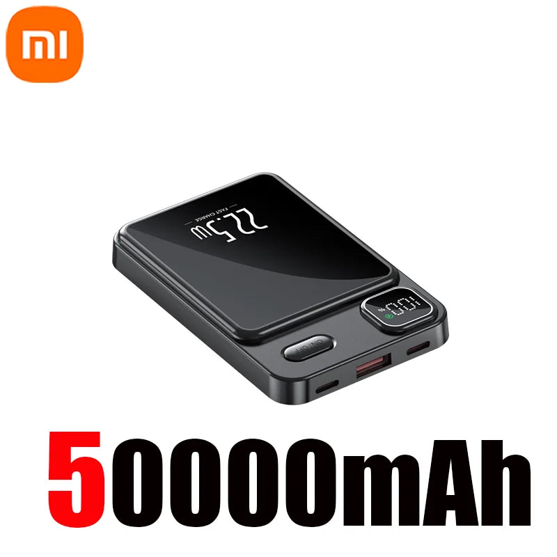 PC Xiaomi 50000mAh Wireless Magnetic Power Bank Portable Fast Charging External Battery  Magsafe Android iPhone 13 14 15 Samsung