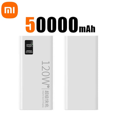 PC Xiaomi Hot 120W 50000mAh High Capacity Power Bank Fast Charging Powerbank Portable Battery Charger For iPhone  Samsung Huawei