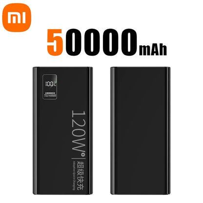 PC Xiaomi Hot 120W 50000mAh High Capacity Power Bank Fast Charging Powerbank Portable Battery Charger For iPhone  Samsung Huawei