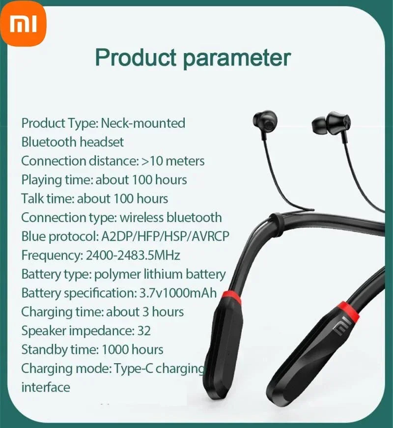 PCXiaomi I35 Wireless Bluetooth Earphones 200 Hour Play Neck Hanging Runnin